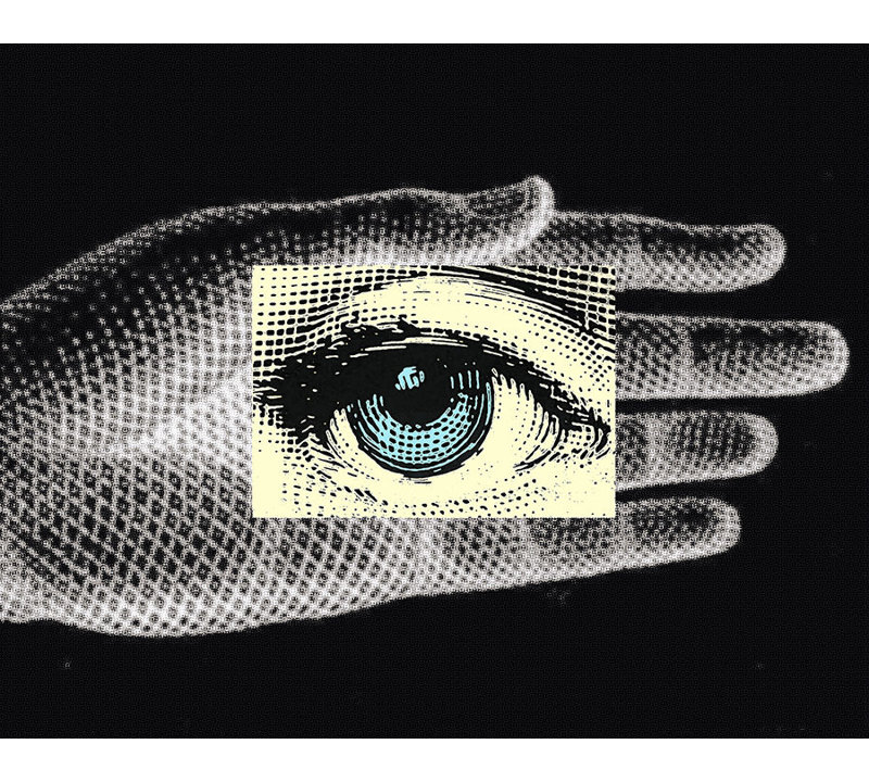 «Handeye 3» par Jeffrey Goodman, art mural encadré, Image au gel brossé