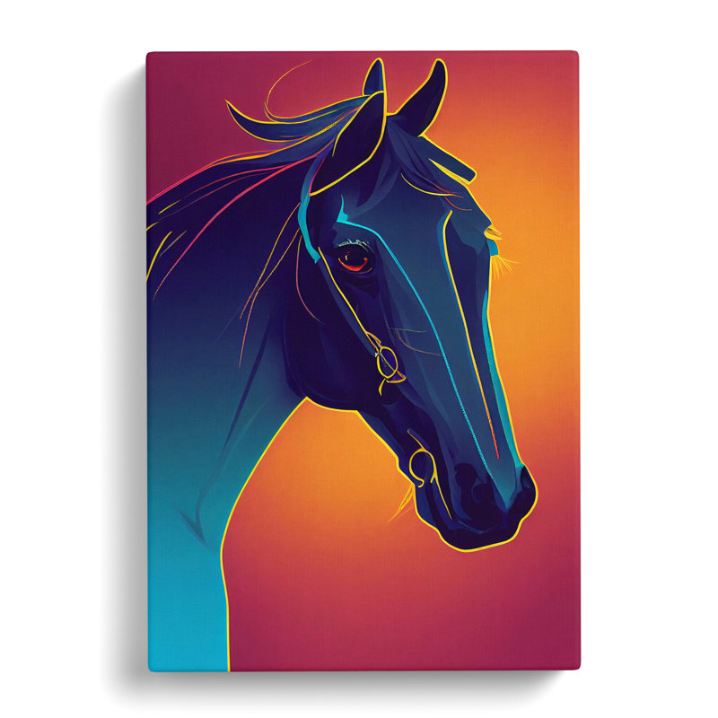 Neon Horse - Wrapped Canvas, 50cm H x 35cm W x 3cm D