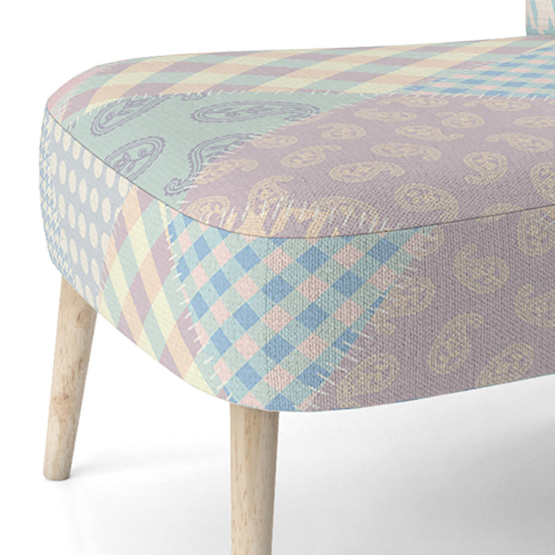 Multicolor Quilting Patchwork - Upholstered Patterned Accent Side Chair