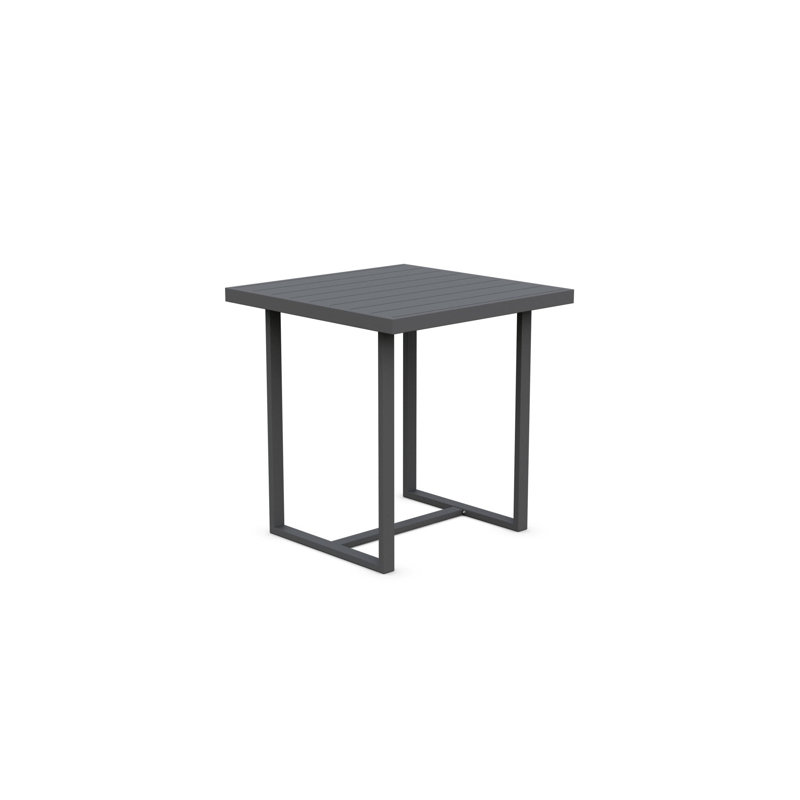 Pavia Power Coated Aluminum Bar Table, Matte Charcoal, 35.23" W x 35.23" L x  42.13" H