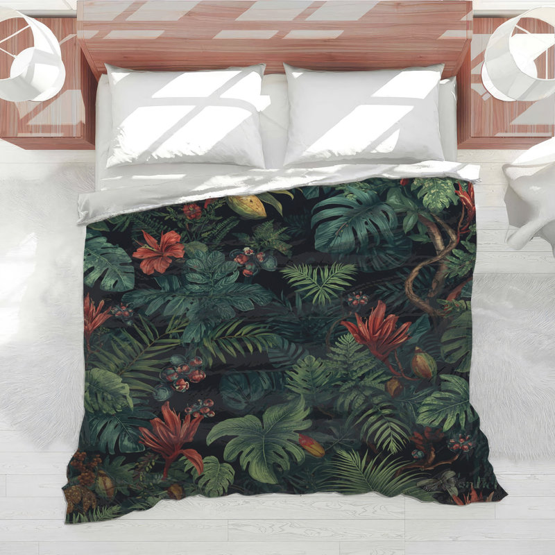 Édredon feuilles tropicales, Simple extra long