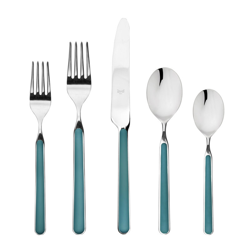 Ensemble de couverts en acier inoxydable Fantasia, 20 pièces, service pour 4, Pétrole