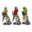 Set of 3 Realistic Polyresin Macaw Figurines, Multi-Colored Tropical Bird Statuettes, Exotic Animal Sculptures, for Tabletop, Shelf, or Mantel, 4” x 3” x 7”