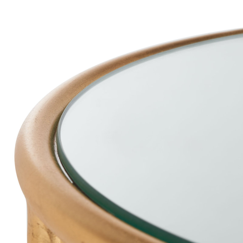 Myrtille Glass Top End Table, Mirror, Gold