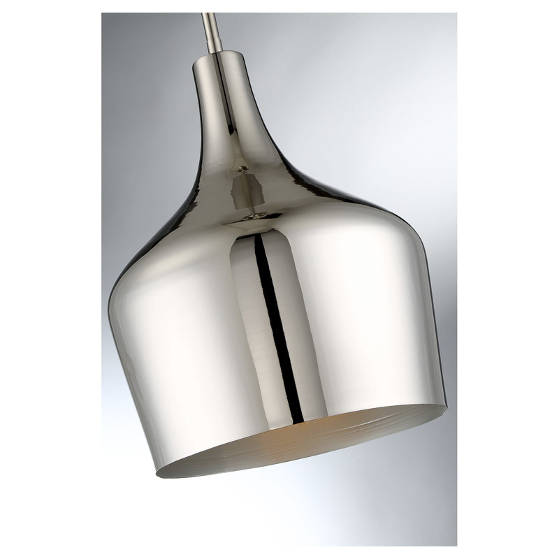 Venegas 1-Light Single Bell Pendant in Polished Nickel, Polished Nickel