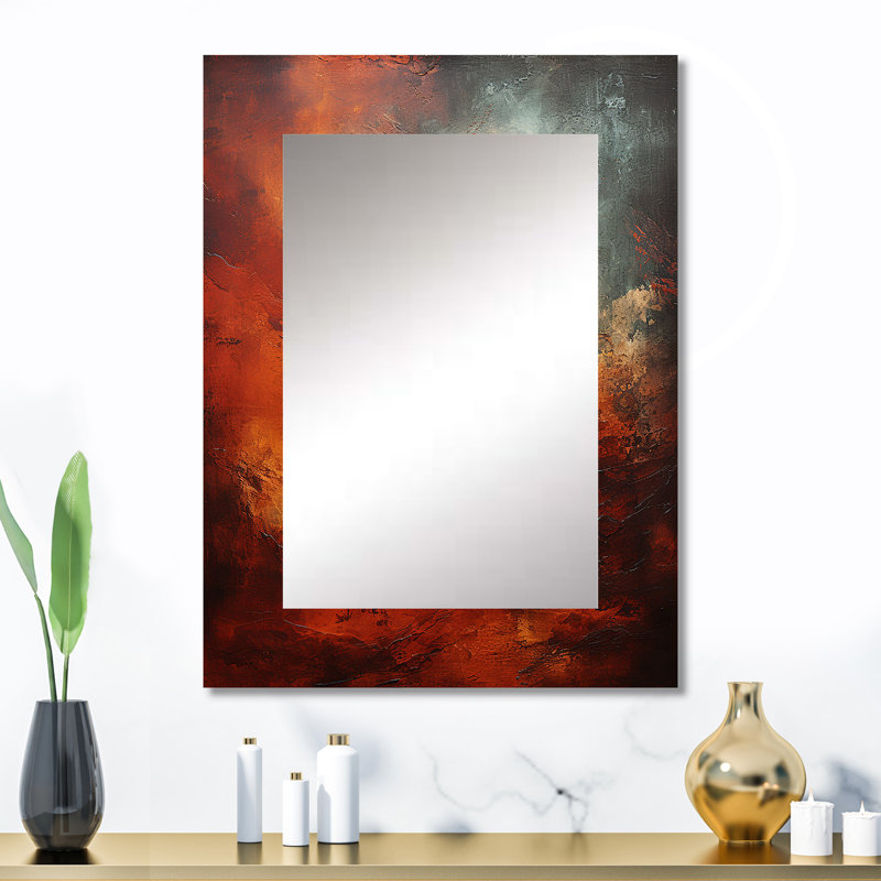 Marron Mars mystère planète I - notre système de miroir mural décoratif décoratif, 32 po x 24 po