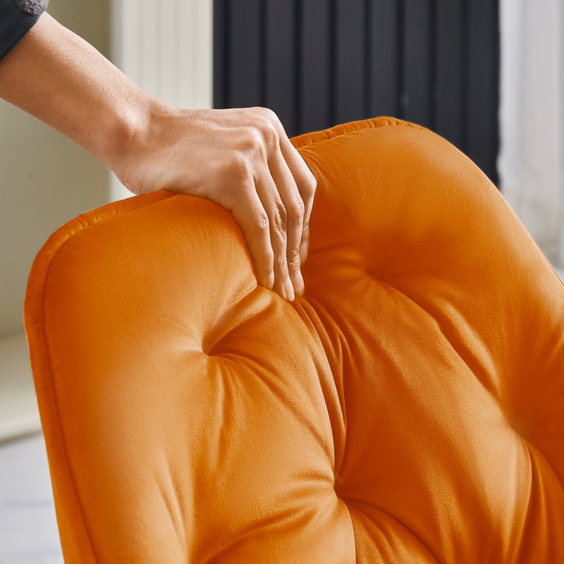 Velvet Tufted Upholstered Armchair Runge 50cm H, Bright Orange