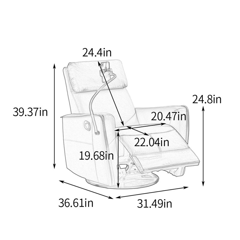 Fauteuil inclinable multifonctionnel de salon, Cuir gris beige assorti