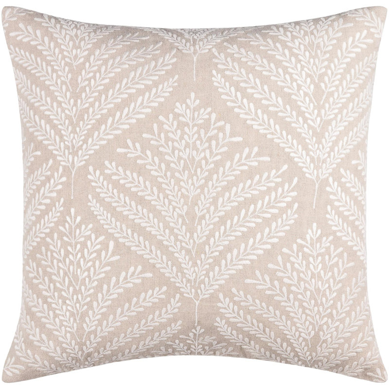 Coussin décoratif Eliana, Beige, Housse de coussin seulement - sans coussin, Carré 18 po