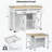 47 Inch Kitchen Island With Extendable Dining Table, Rubber Wood Veneer Kitchen Table With Internal Storage Rack, Power Outlet-1739546810