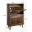 Walnut Nature Tone Slatted Door Storage Cabinet-675724946