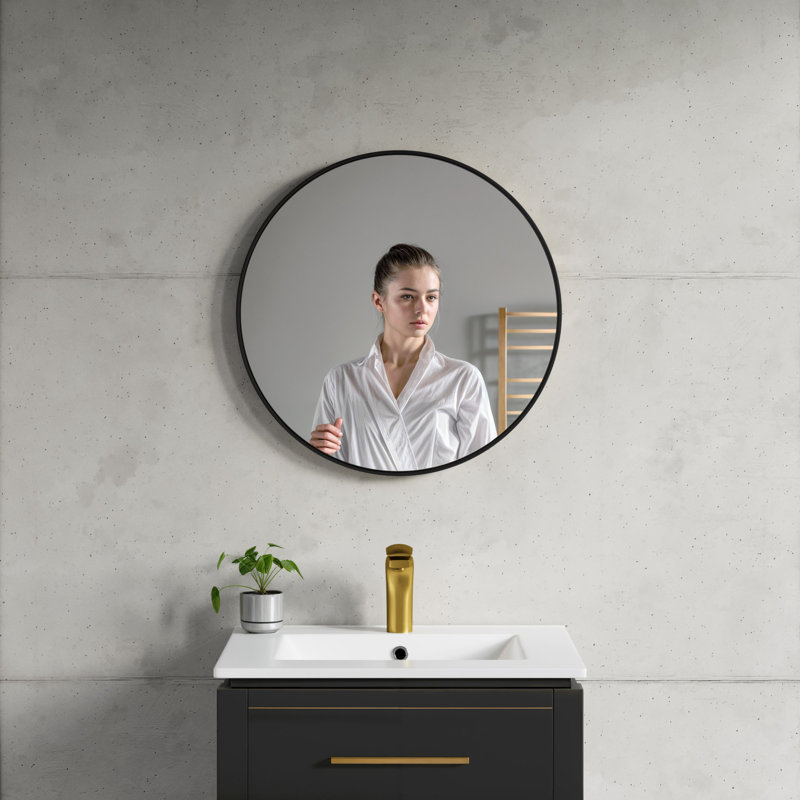 Cobin Metal Flat Wall Mirror, Black