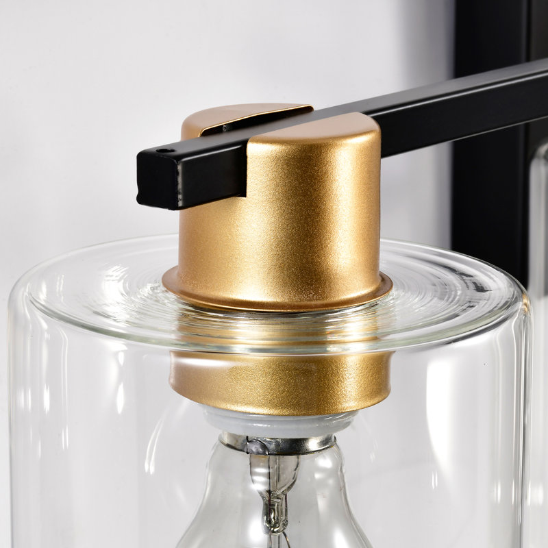 Vintage 4- Bathroom Vanity Lights With Glass Shade, Modern Grace For Bathroom, Kitchen, Dinning Room, Bedroom, Hallway - Gold + Matte Black Charming