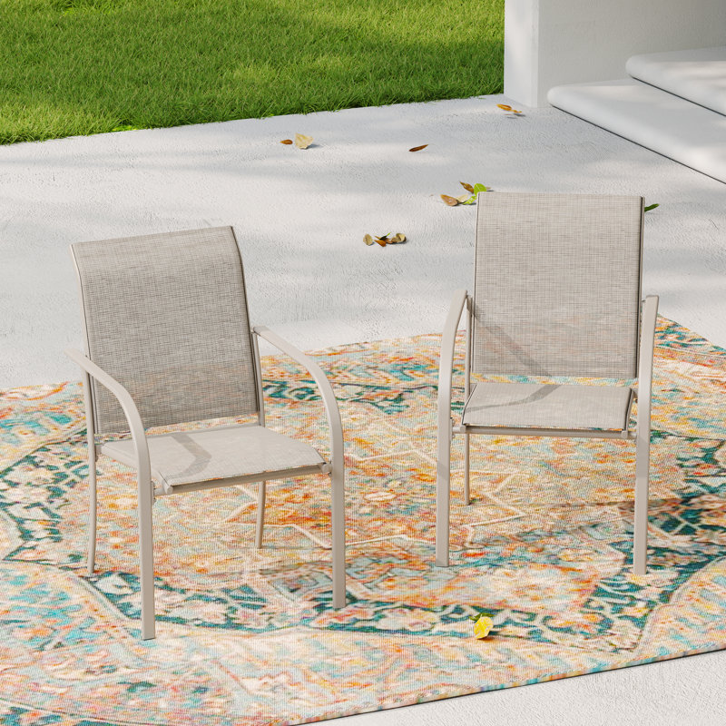 Fauteuils de salle à manger d'extérieur empilables, Coquille de sable / beige