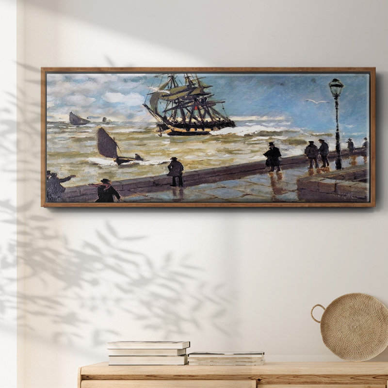 La jetée au mauvais temps au Havre, 1870 - Toile encadrée, H 24 po x l 60 po