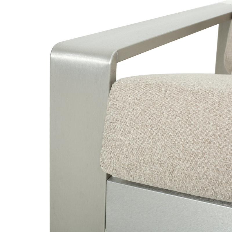 Méridienne en aluminium La Plata, Coussin beige / structure argentée