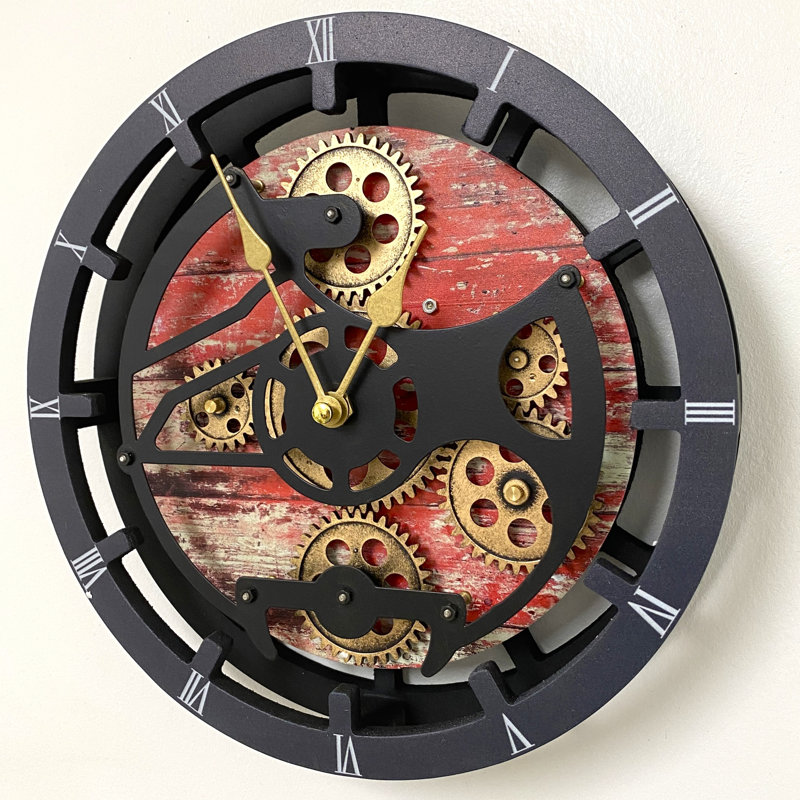 Wood Wall Clock, Red Lava