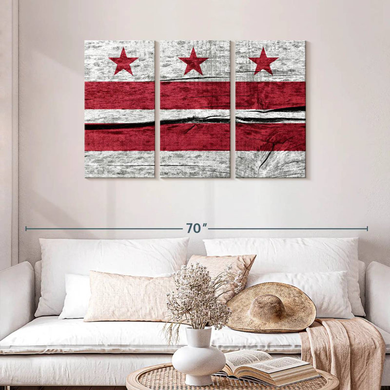 Drapeau Borges Wood Style Washington DC, H 28 po x l 45 po