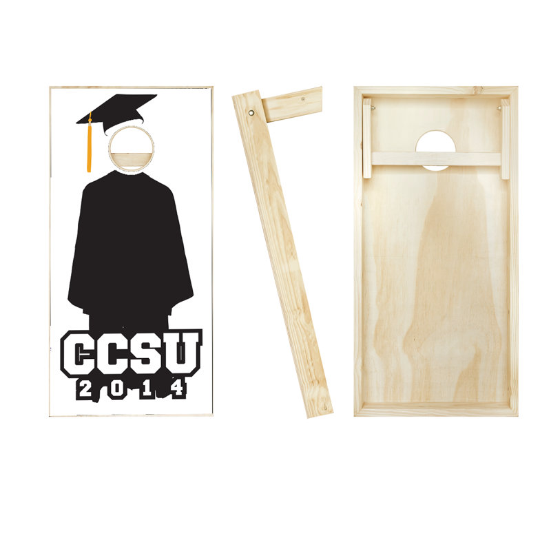 Ensemble de jeu de cornhole en bois massif 2 pi x 4 pi avec sacs, Rouge / noir