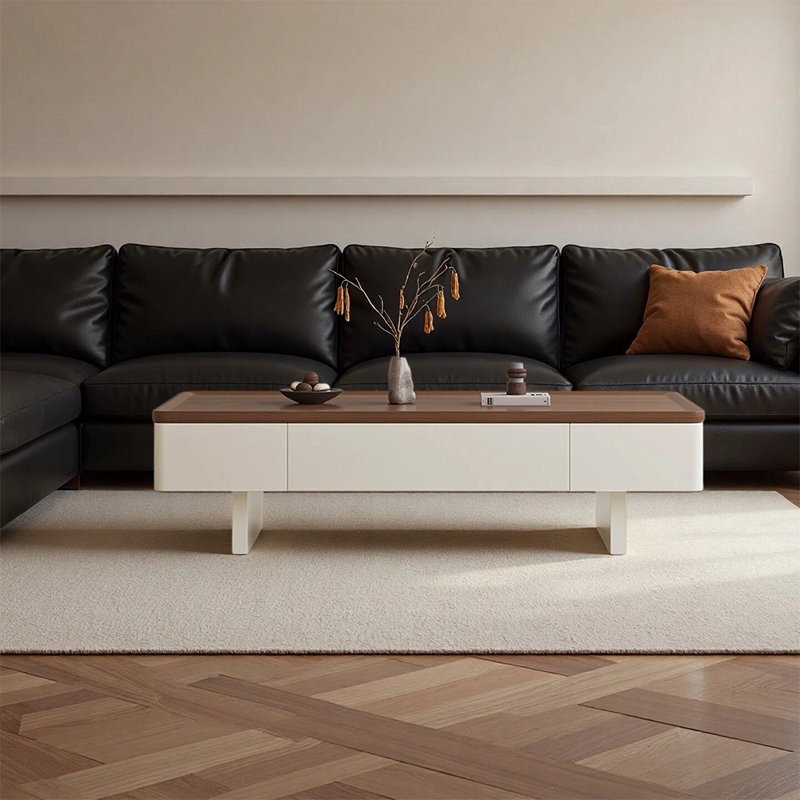 Table basse rétro et tendance avec rangement, H 13,77 po x L 55,11 po x l 27,55 po