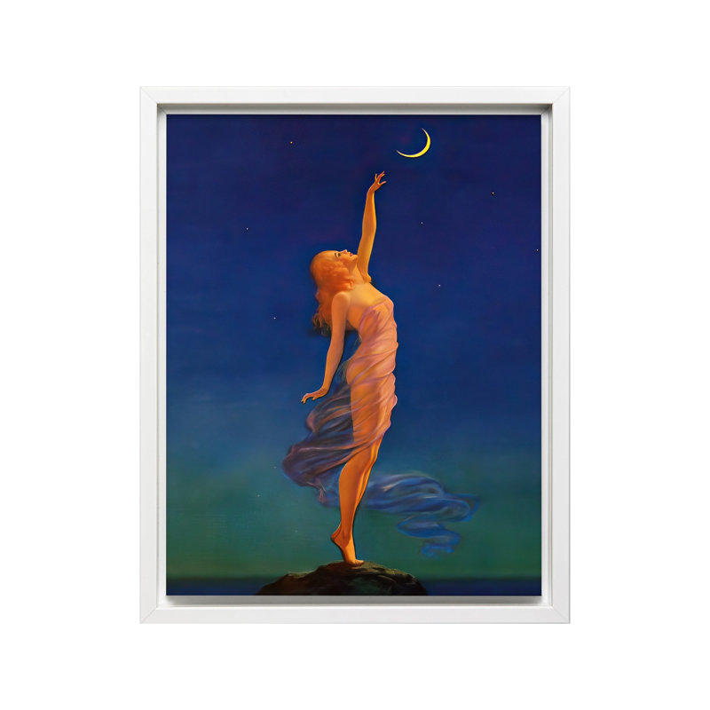 Edward Mason Eggleston - Atteindre la lune, H 24 po x l 32 po, Canevas, Encadrement blanc
