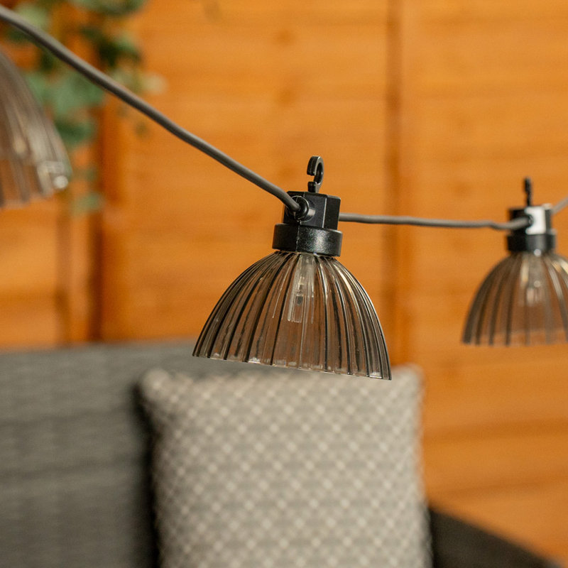 Smoked Pleated LED 6 X Battery Operated Outdoor Ga 520cm LED Battery Powered 6 - Bulb Standard String Light