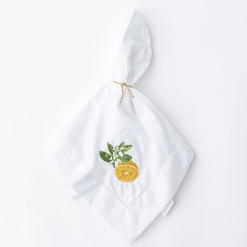 Orange Blossom Embroidered Dinner Napkin