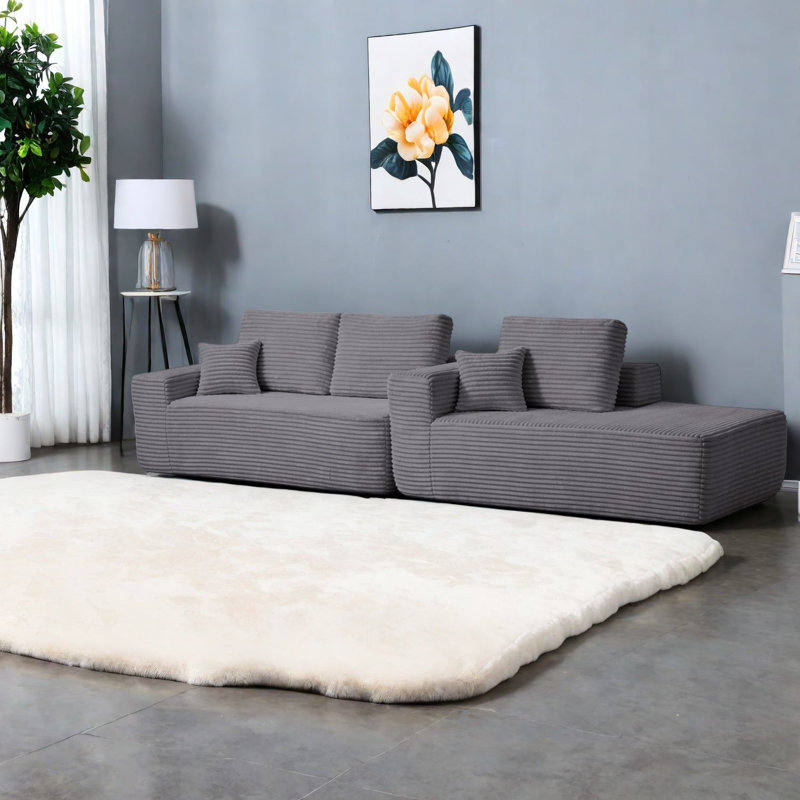 Canapés modernes en tissu moelleux, méridienne en L de 104 po, design minimaliste pour la maison