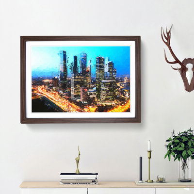 Moscow Russia Skyline in Abstract - Picture Frame Graphic Art Print
