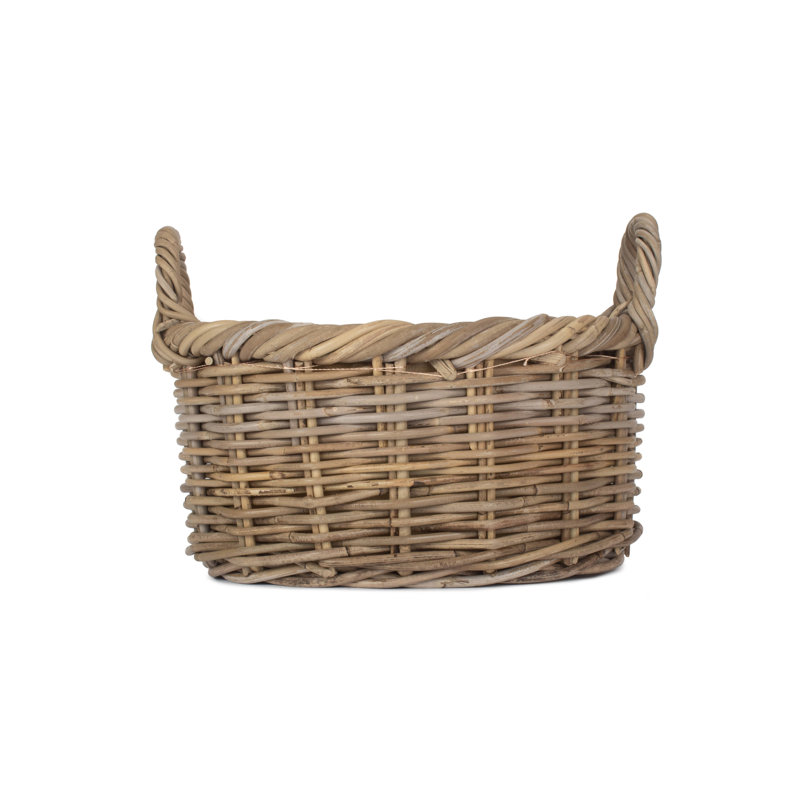 Rattan Storage Basket with Lining, 26cm H x 32cm W x 36cm D