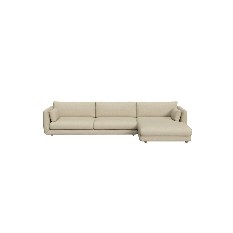 Bloom 2-Seater Sofa W/Chaise Lounge Right & Teak Legs, Light Brown Cane-line Lola, 31.2" H x 143.4" W x 67" D