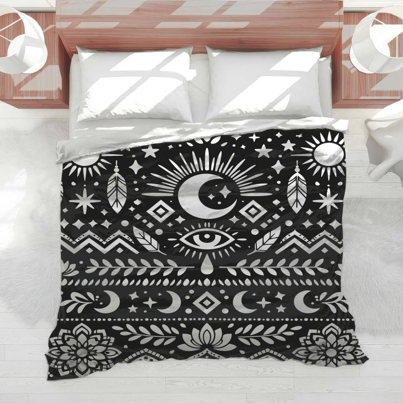 Sun Moon Eye Symbols Comforter, Queen