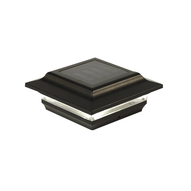 Imperial Solar Powered Integrated LED Aluminium 4 in. x 4 in. Fence Post Cap Light with Base Adapter Included, Black