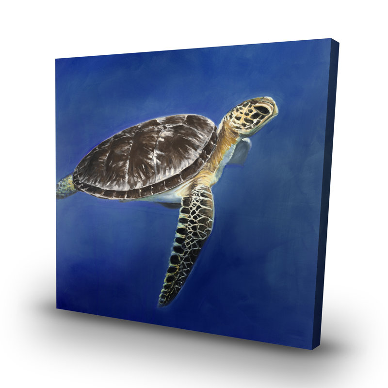 Turtle in the ocean - 32"x32" art on canvas