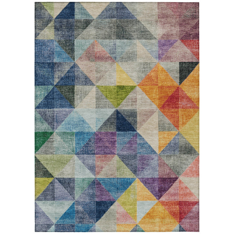 Machine Washable Indoor/Outdoor Xhevrie Putty Rug, Runner 2'3" x 7'6"