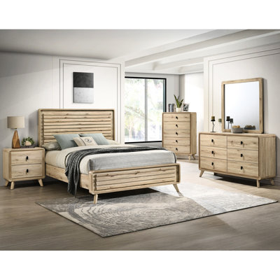 Contemporary Beige Nightstand With Two Drawers, Mid-century Design, Wood Finish, 15.24" Wide Modern Drawers Bedside Cabinet, Construction, 24.8" Deep, Design