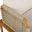 Ensemble de conversation de patio 3 pièces en bois d'acacia et en corde tissé avec coussins hydrofuges - Comprend un canapé 3 places, un repose-pieds et une table basse