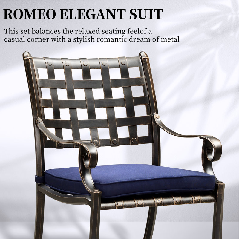 Chaise avec accoudoirs Boyter, Bleu marine