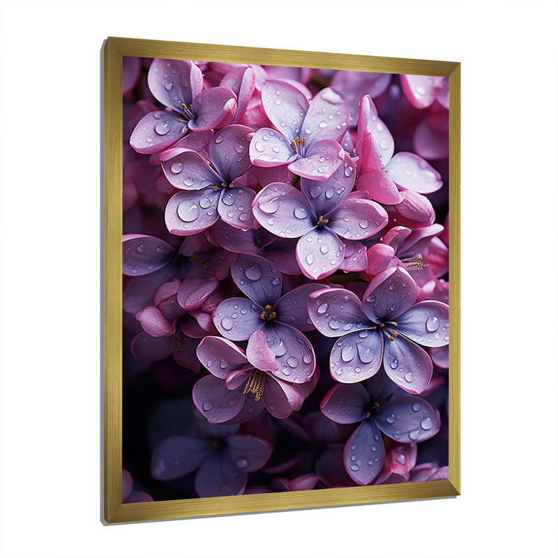 «Flowers Whispering Lilacs» sur impression sur toile, Encadrement doré, H 20 po x l 12 po x P 1 po