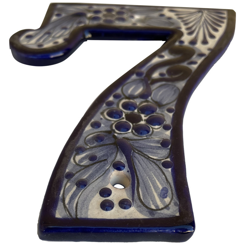 Mexican Majolica Rancho Tile Address House Number Seven