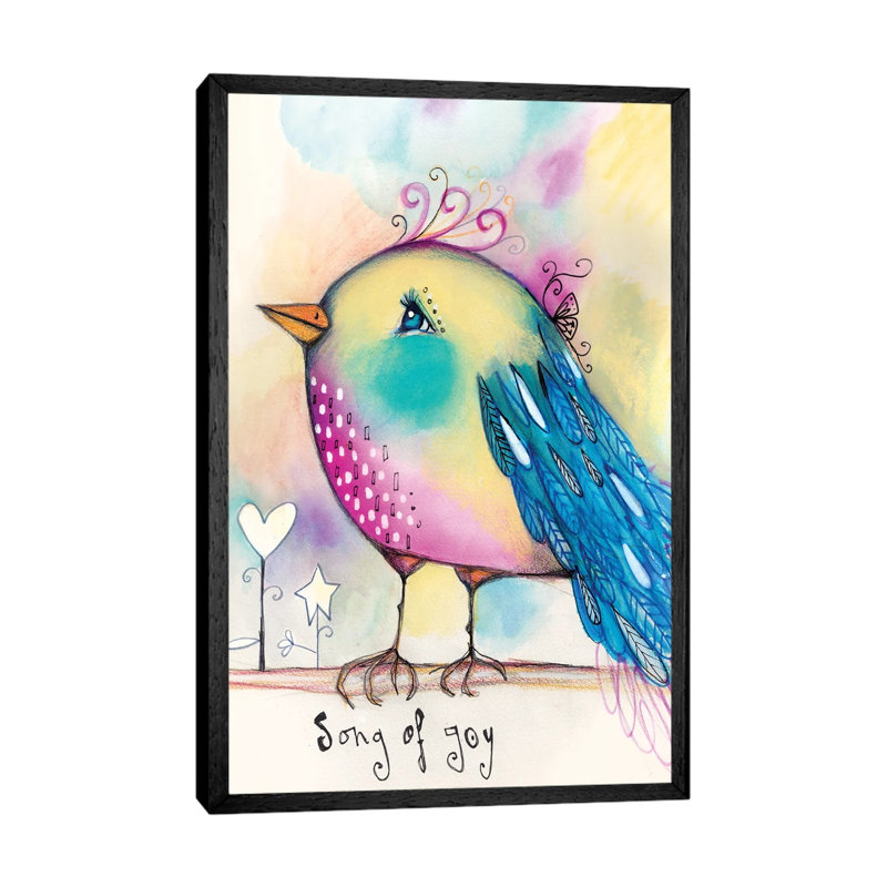 Song Bird 1 Piece Painting on Canvas, 101.6cm H x 66.04cm W x 3.81cm D, Black Framed