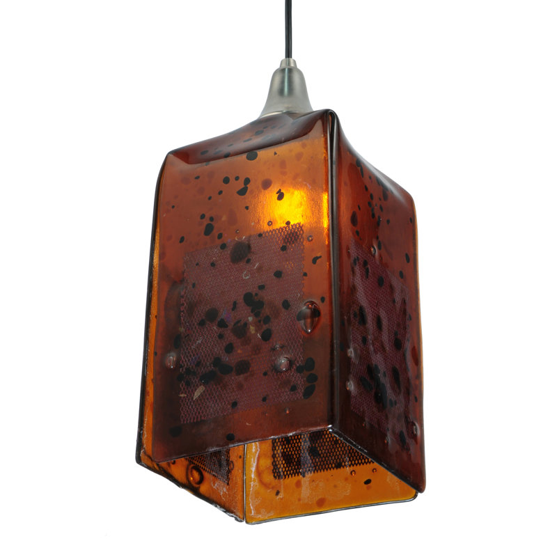 Brushed Nickel Brown Glass Mini Pendant Light