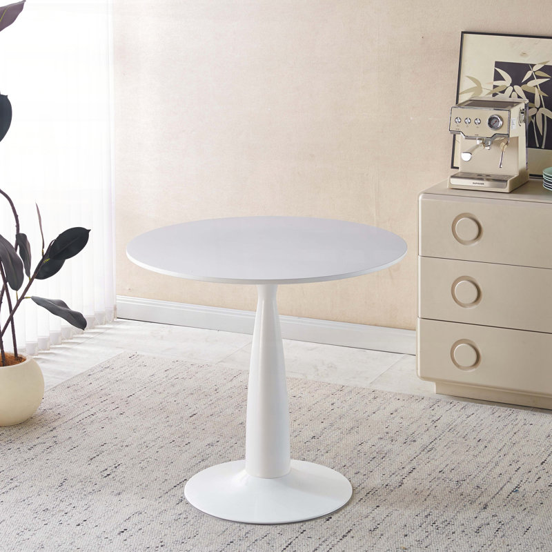 Guéridon Mid-Century moderne avec plateau en panneau de fibres à densité moyenne blanc (31,5 po)