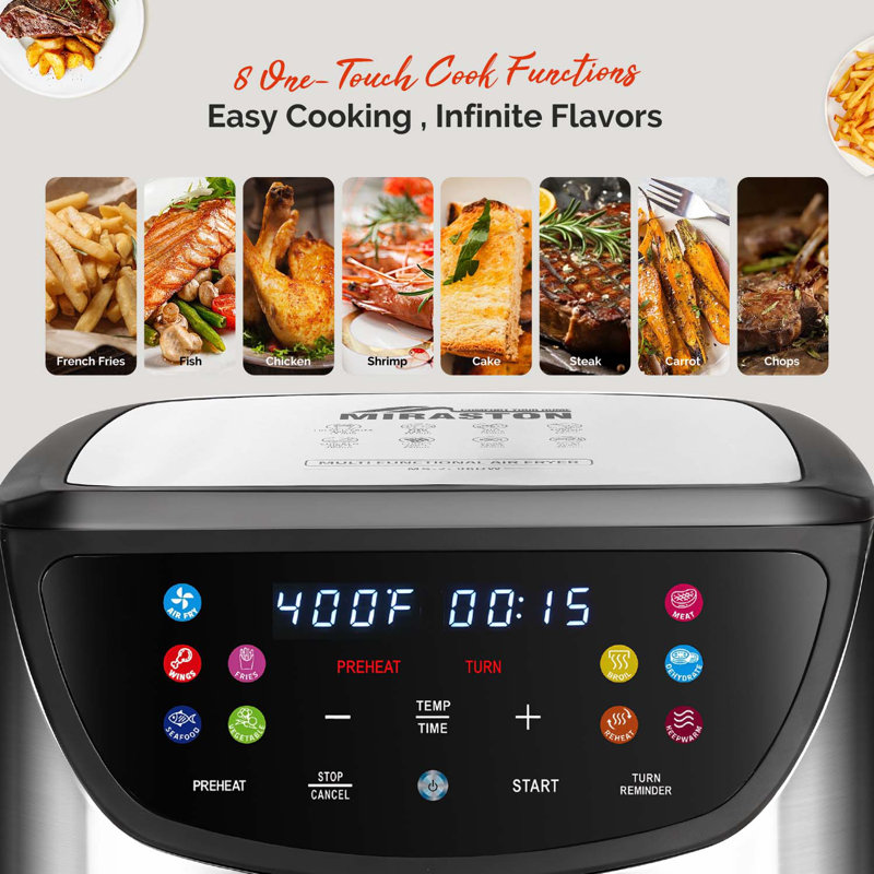 8.5qt Air Fryer, View Window, Multifunctional Large Family Size Capacity For 4-8 People, Stainless Steel 304 Square Basket, 10-in-1 Smart Digital Presets For Air Frying, Bake, Roast, Reheat