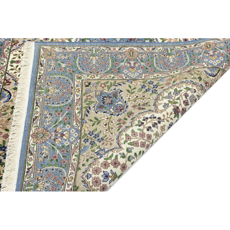 Tapis oriental bleu / jaune en laine noué à la main Paisleyjo