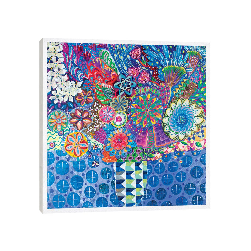 The Geometric Vase by Imogen Skelley - Painting on Canvas, 66.04cm H x 66.04cm W x 3.81cm D, White Framed
