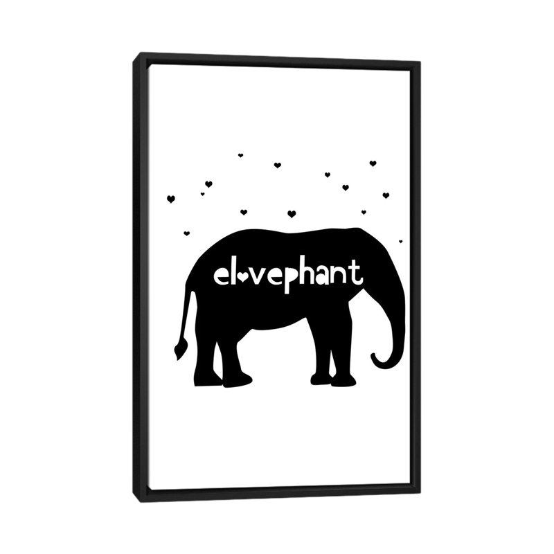 Éléphant, art sur toile, H 60 po x l 40po x P 1,5 po, Toile avec cadre noir