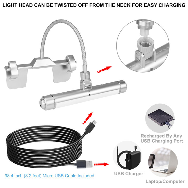 Battery Powered LED Wall Mount Picture Light, Silver
