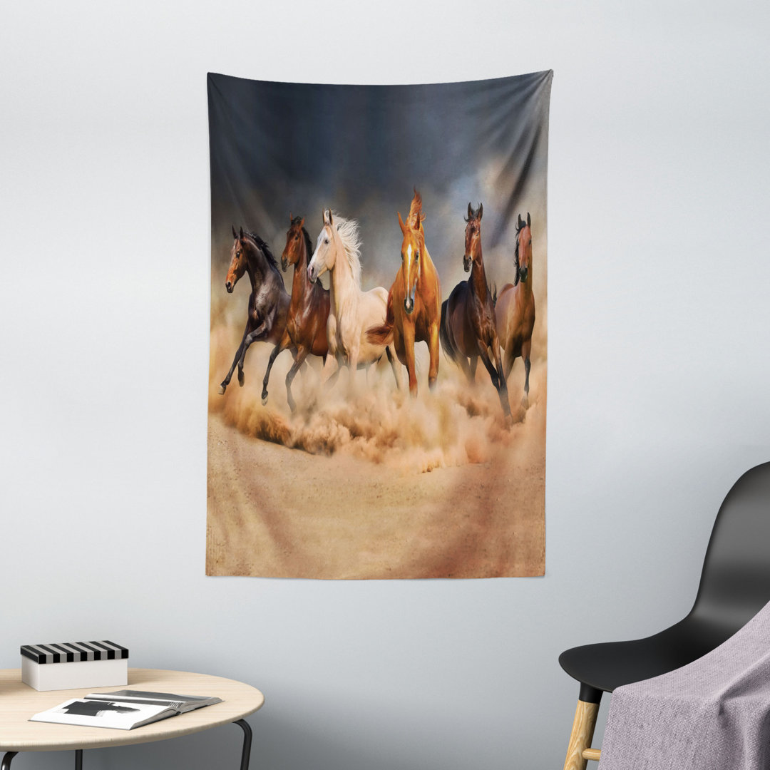 Wandbehang Equine Themed Animals Galoppierende Pferde im Sand Laufende Pferde