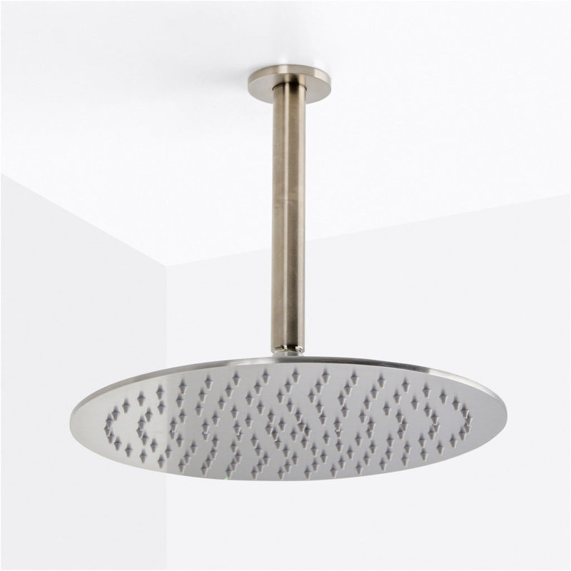 Metro 2-Way Pressure Balance Trim Complete Shower Set - Ceiling Mount - 12" Brass, Brushed Nickel